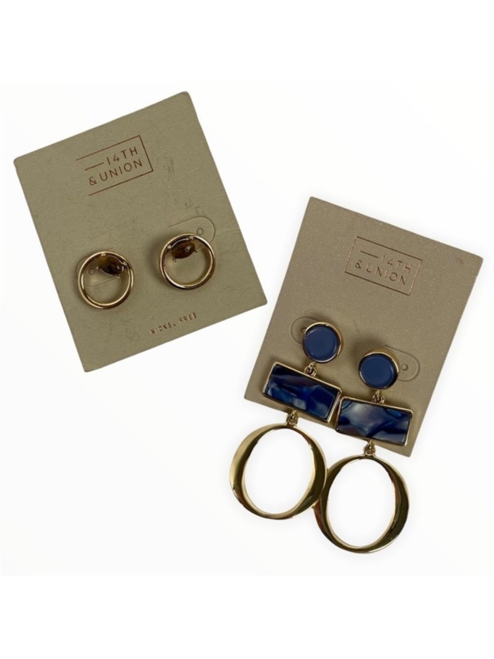 NWT Nordstrom Set of Two Earrings Hoop Studs Stone Dangle Drop Geometric New‎